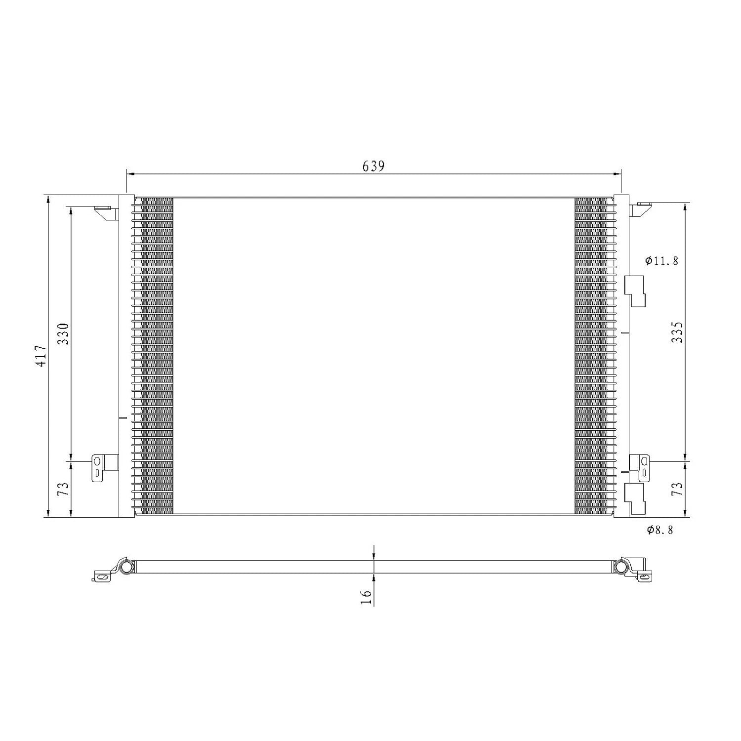 Replacement A/C Condenser Repair Part For 2003-2011 Saab 9-3 (Saab)