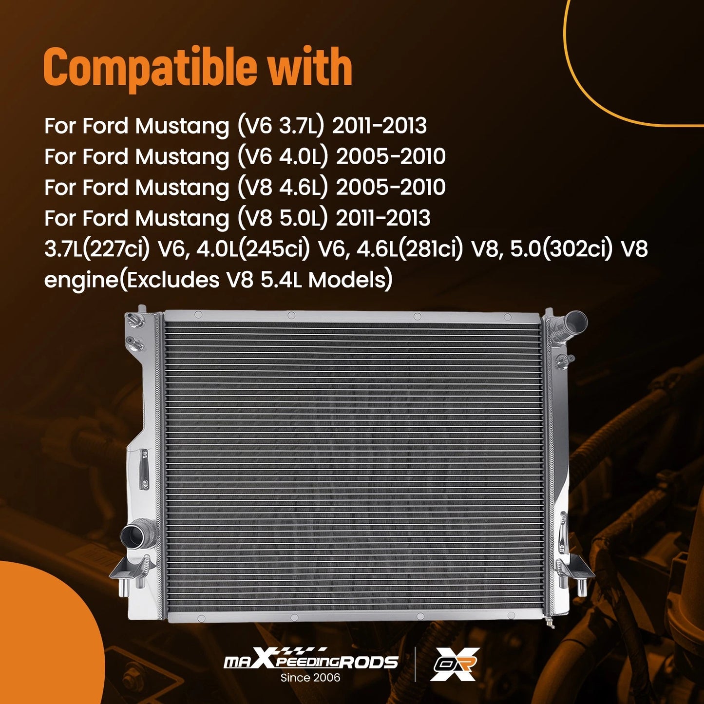 3 Row Radiator for Ford Mustang 2005-2013 (V6 3.7L/4.0L)