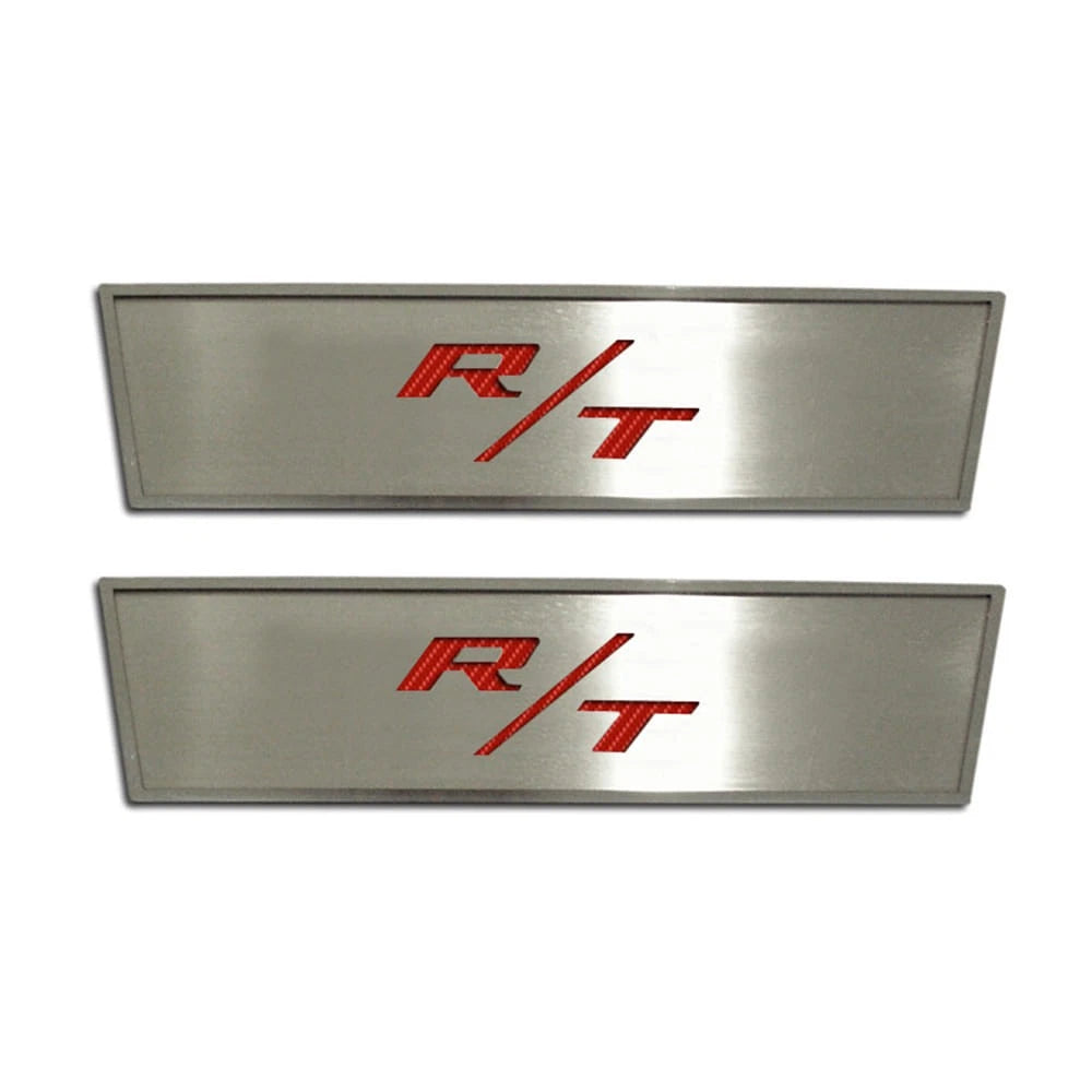 Door Badge Set with Red Carbon Fiber R T Inlay for 2008–2014 Dodge Challenger