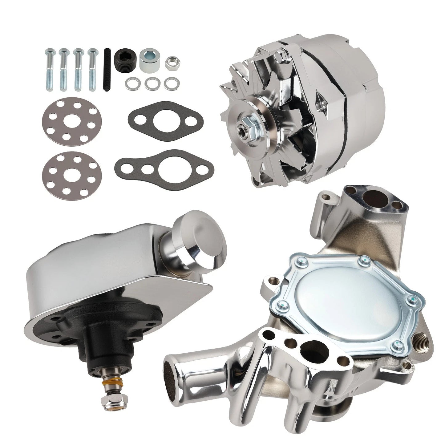 Chrome Engine Rebuild Kit for Chevrolet SBC 1969–1987 Long Water Pump