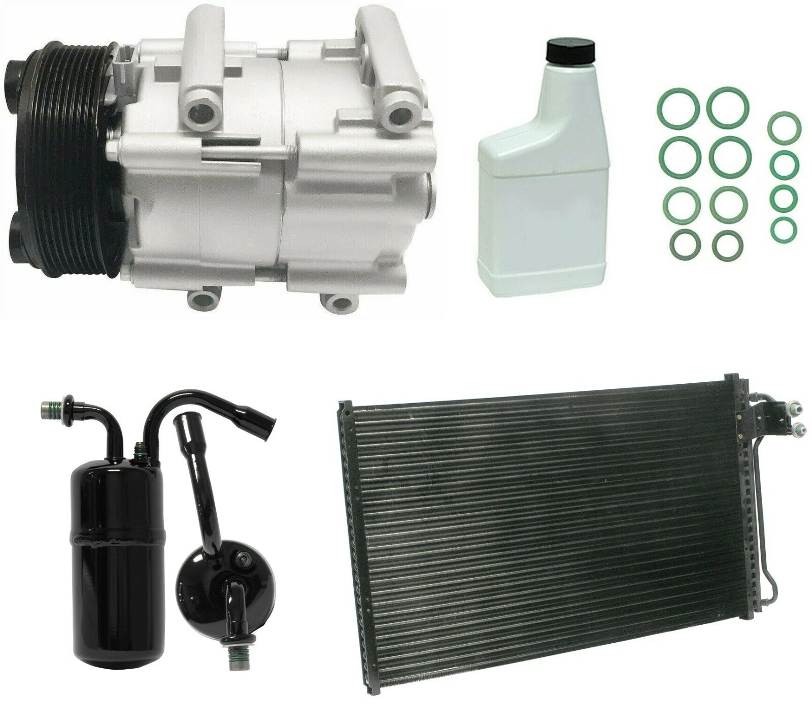 AC Compressor Kit with Condenser Replacement for Toyota E170 (2010–2018)