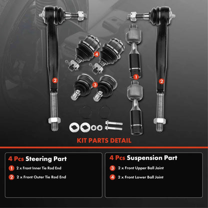 8x Tie Rod Ends for Chevy Trailblazer GMC Envoy (2002–2009)