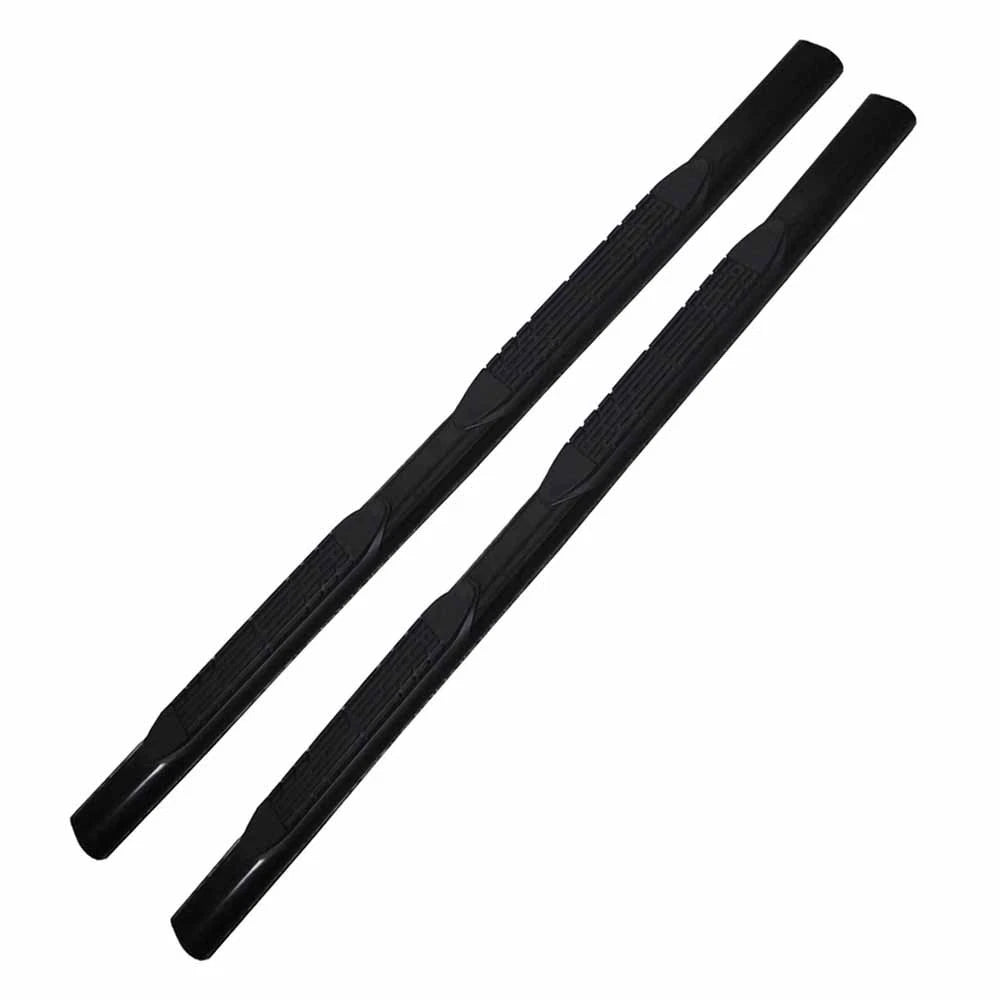 Black 4in Oval Straight w/Step Pads Step Nerf Bar for 2018-19 Jeep Wrangler 4DR