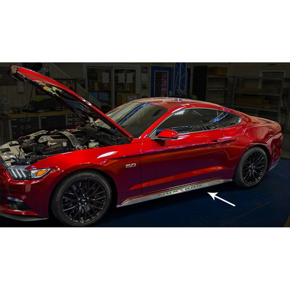 Brushed Stainless Side Skirt Overlays Replacement for Ford Mustang (2015–2016)