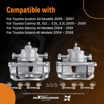 Front Brake Calipers w/ Brackets for Toyota Sienna Solara (2004–2010)