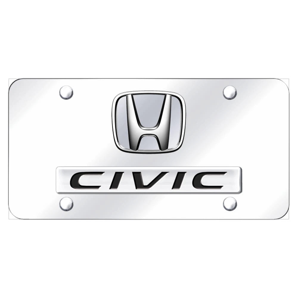 Dual Chrome Plain on Chrome License Plate - Officially Licensed for Honda Civic