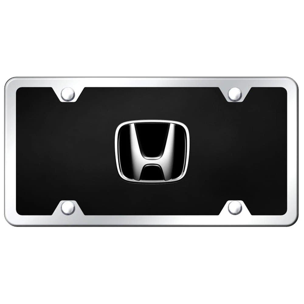 Chrome on Chrome/Black Acrylic License Plate Kit - Officially Licensed for Honda