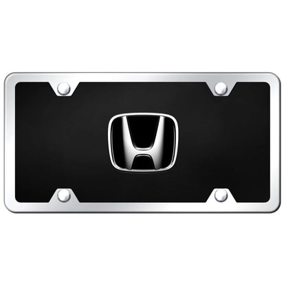 Chrome on Chrome/Black Acrylic License Plate Kit - Officially Licensed for Honda