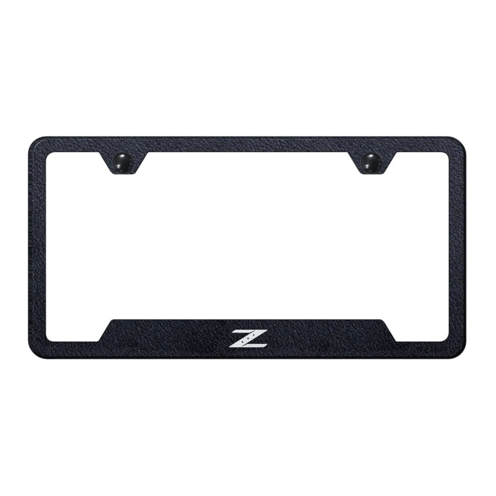 Textured Black Laser Etched Cutout Bottom License Plate Frame for Nissan Z
