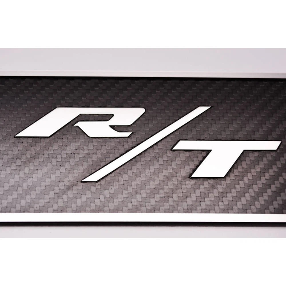 Carbon Fiber Door Badges Polished R T for 2009-2014 Dodge Challenger R/T