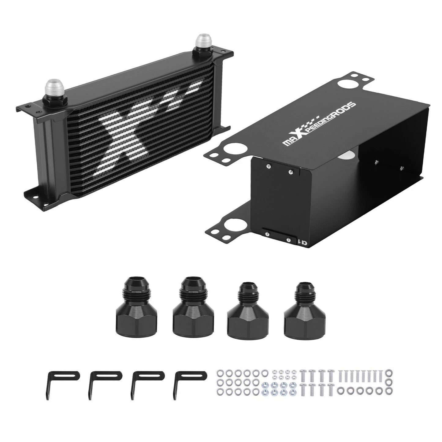 16-Row Oil Cooler Kit AN10 for Universal Vehicle Installation (Black) (2020-2020)