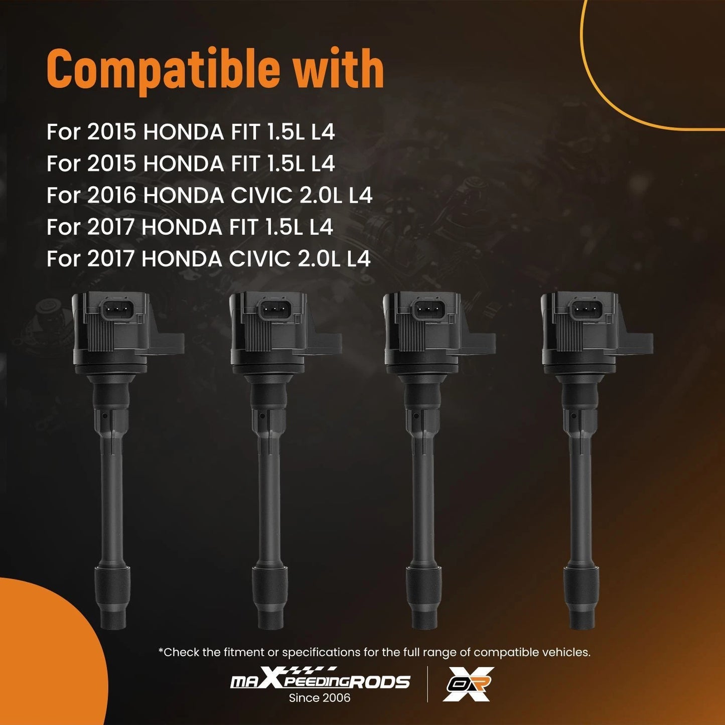 4x Ignition Coil Assembly for Honda Civic 1.5L 2.0L (2015–2017)
