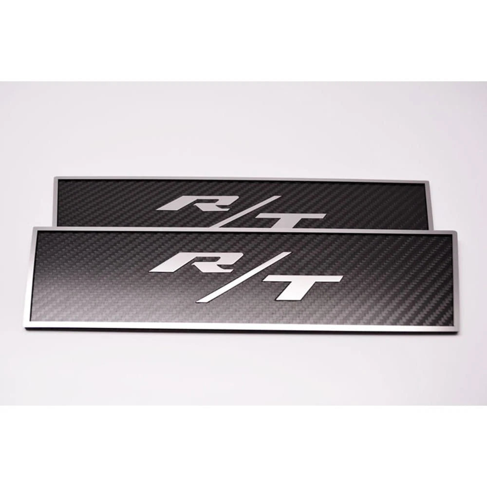Carbon Fiber Door Badges Polished R T for 2009-2014 Dodge Challenger R/T