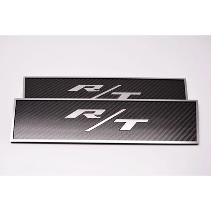 Carbon Fiber Door Badges Polished R T for 2009-2014 Dodge Challenger R/T