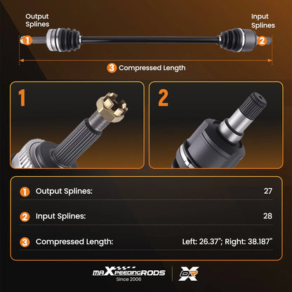 Front Left + Right CV Axle Shaft for Hyundai Sonata (2011–2014)